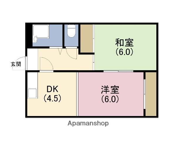 マンション修楽(1DK/2階)の間取り写真