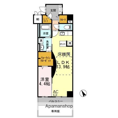 COCO MARINI(1LDK/1階)の間取り写真