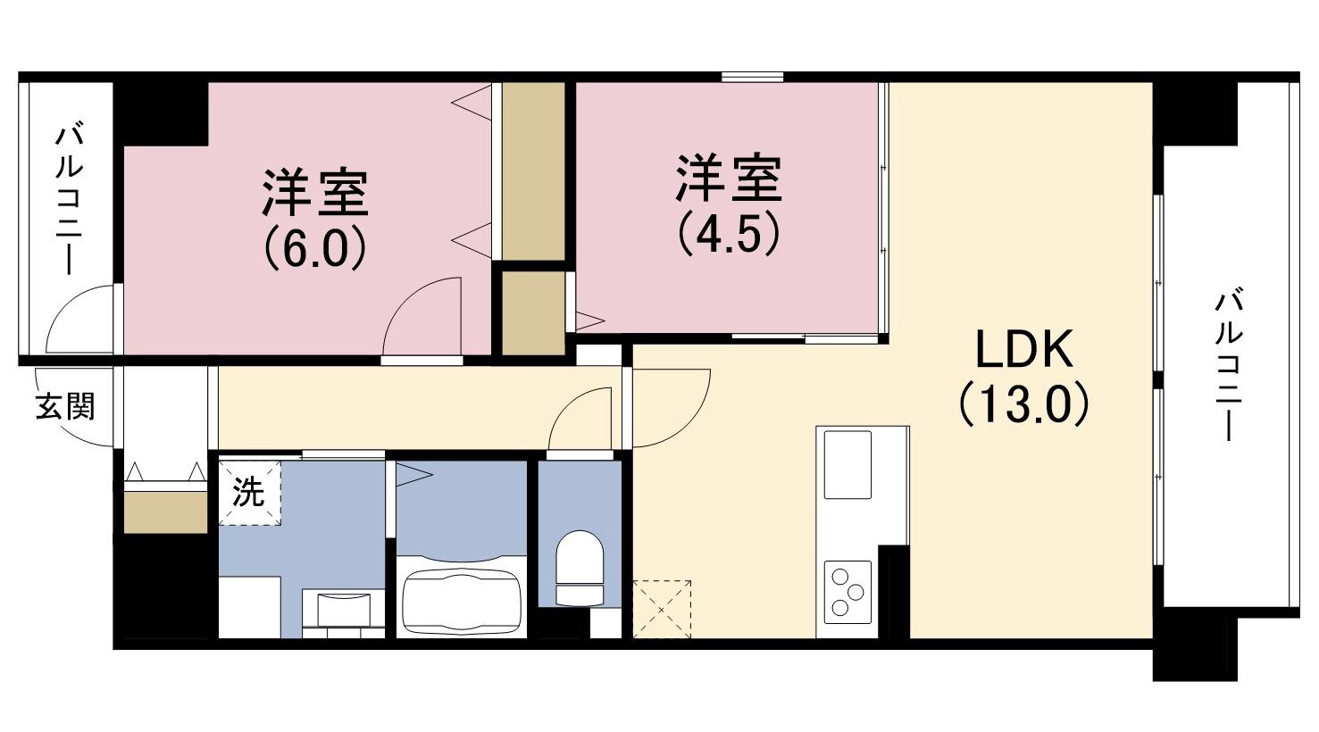SHIPS NISHIKUJO(2LDK/1階)の間取り写真