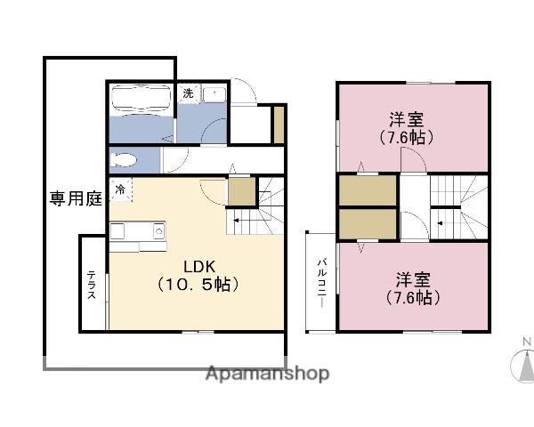セジュール姫島 Ⅱ(2LDK/1階)の間取り写真
