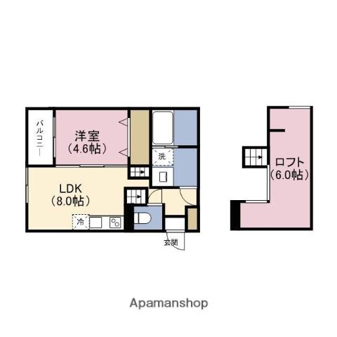 グランデューク(1LDK/2階)の間取り写真