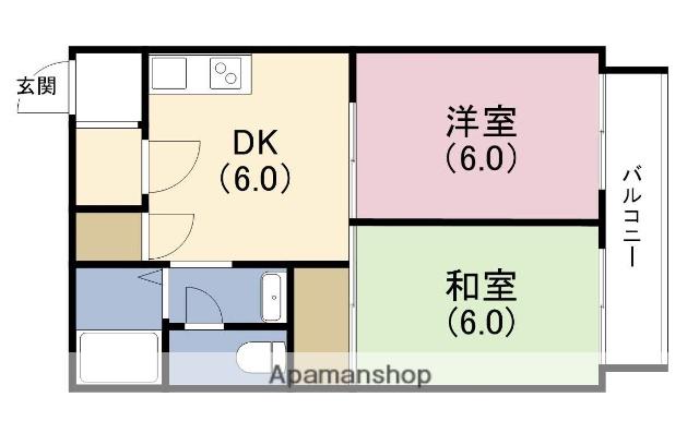 ピュアライフ歌島(2DK/6階)の間取り写真