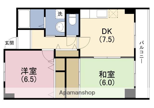 加島フラット(2DK/8階)の間取り写真