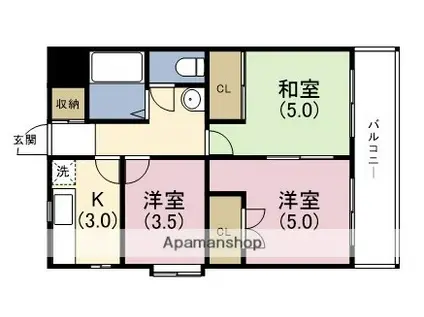CLEAR FUKUSHIMA(3K/2階)の間取り写真