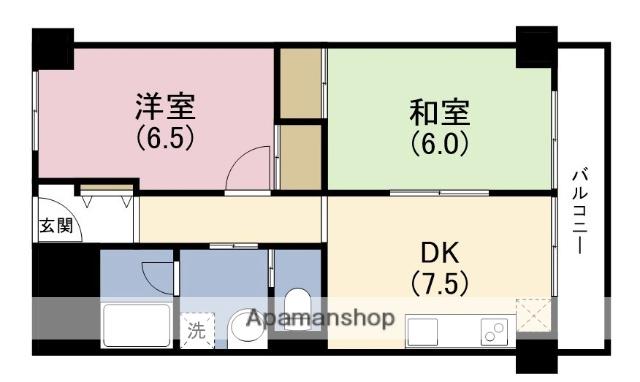 福島スカイハイツ(2DK/11階)の間取り写真