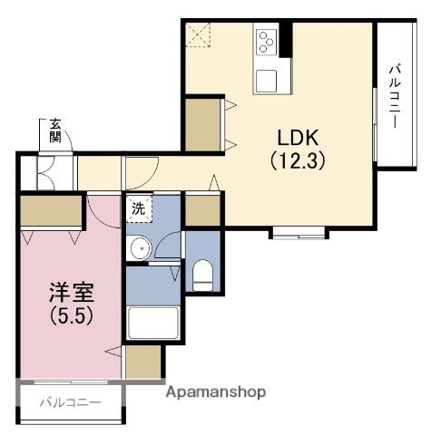 ウィルズガーデン(1LDK/2階)の間取り写真