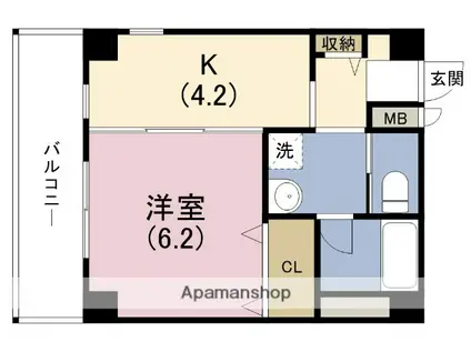 A-ONECOURTOWADA(1K/4階)の間取り写真