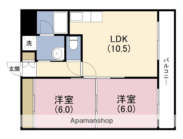 阪神ハイグレードマンション1番館(2LDK/6階)の間取り写真