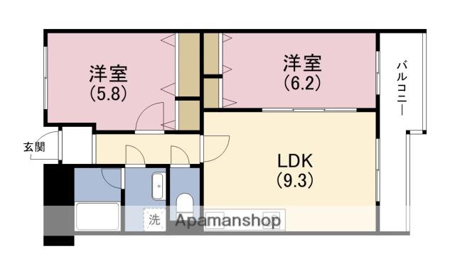 フラット野田3(2LDK/5階)の間取り写真