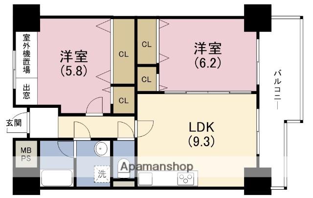 フラット野田3(2LDK/2階)の間取り写真