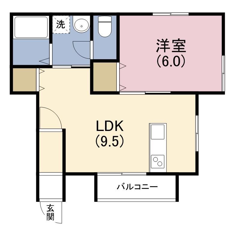 百島アパート(1LDK/1階)の間取り写真