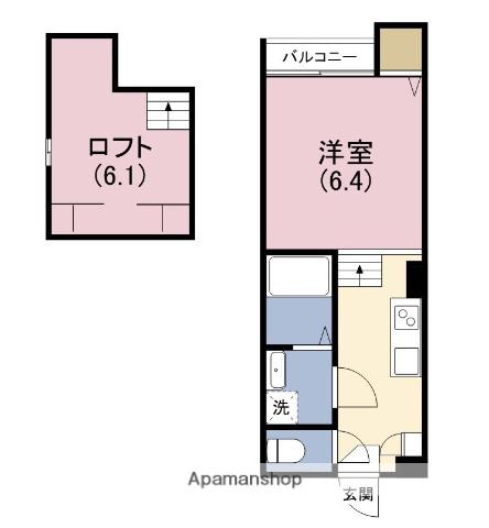 サンプレイス(1K/2階)の間取り写真