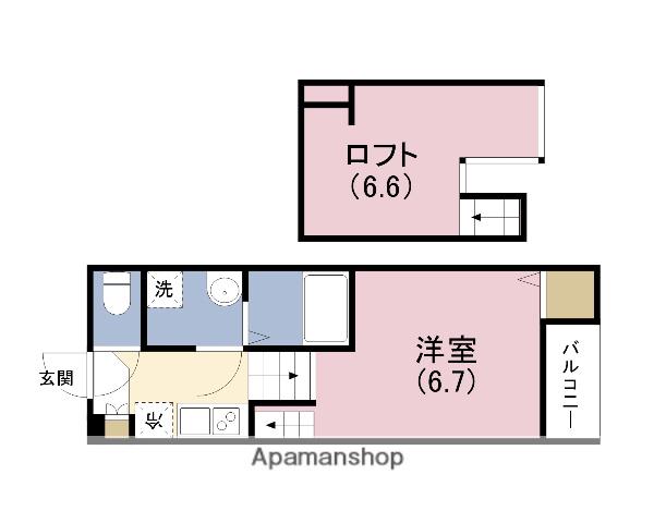 ハーモニーテラス姫島Ⅲ(1K/2階)の間取り写真