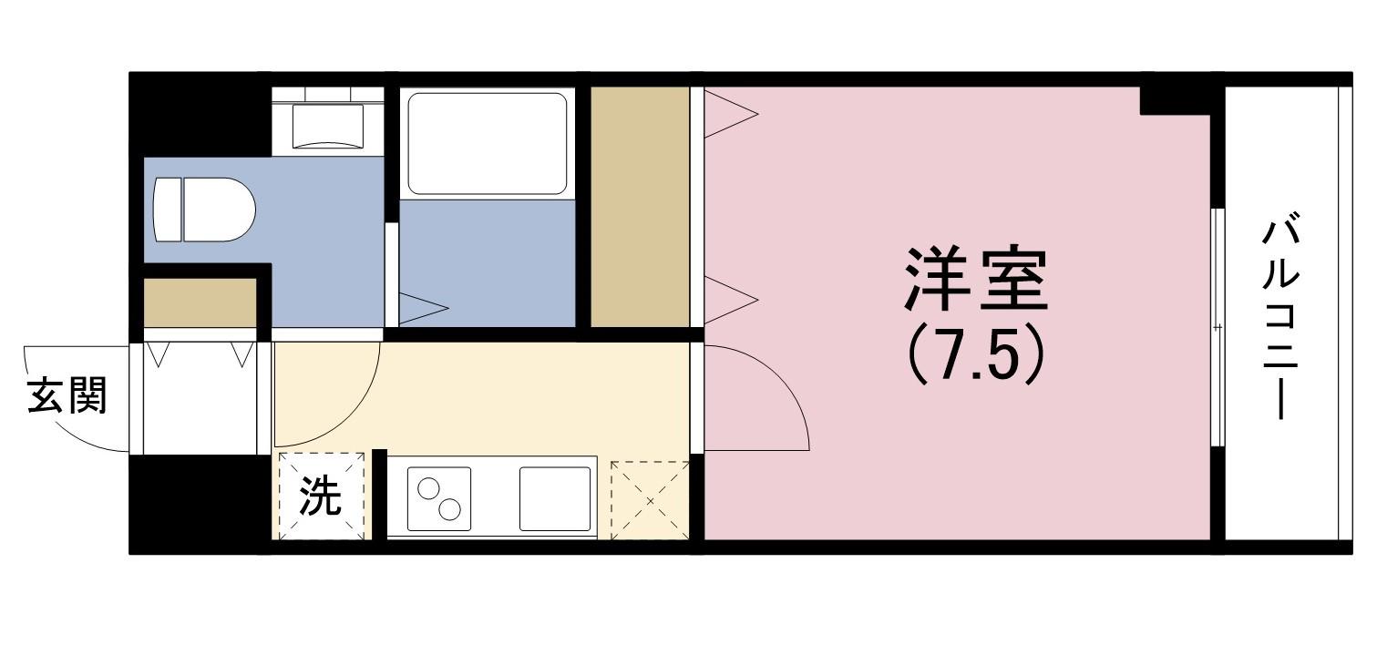 プラムコート(1K/1階)の間取り写真