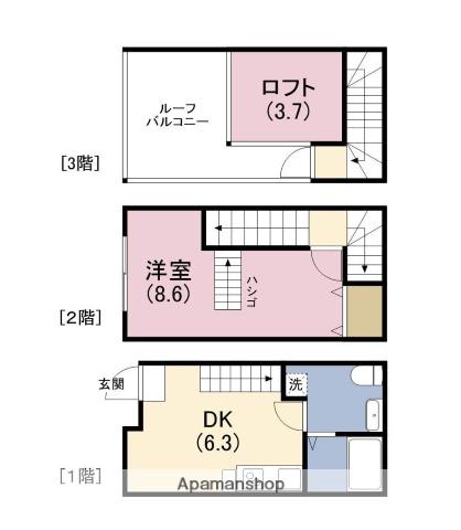プティ福町(1DK/1階)の間取り写真