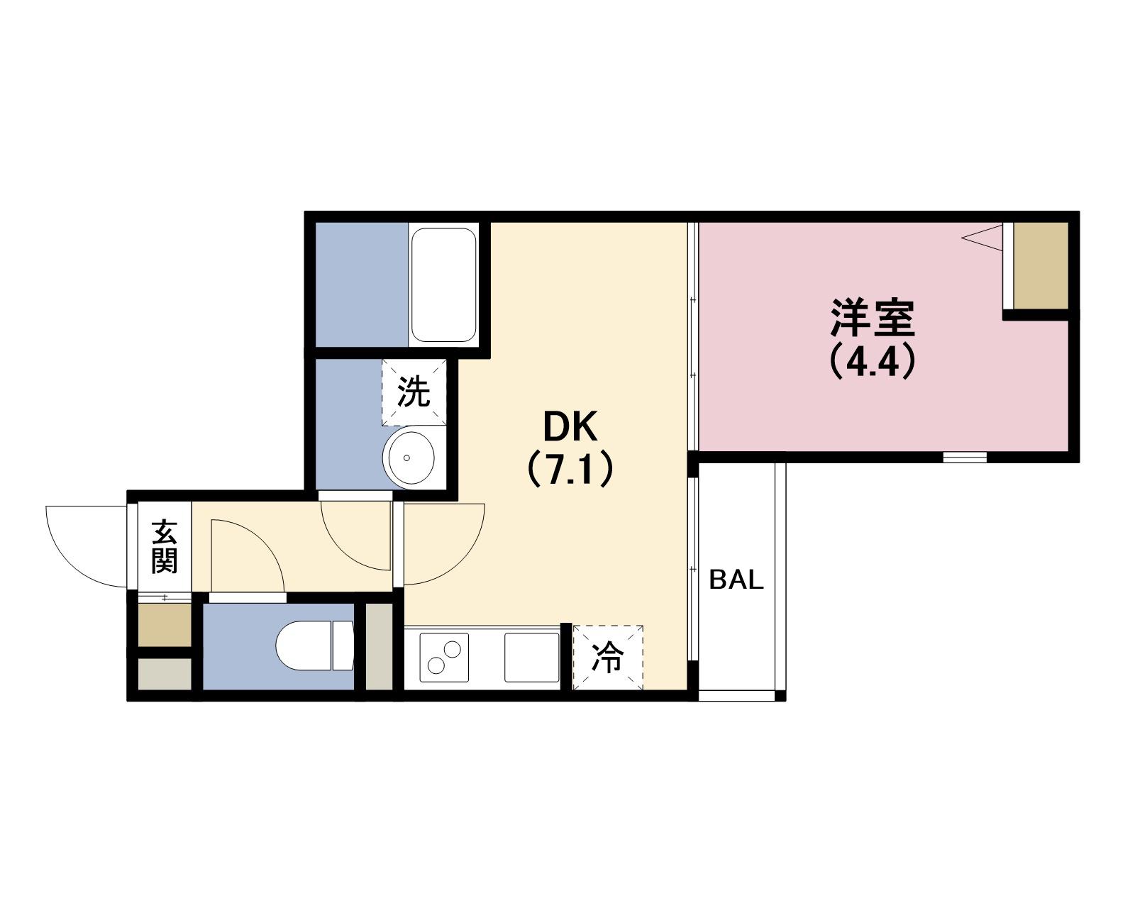 アクロス大和田アパートメント3(1DK/2階)の間取り写真