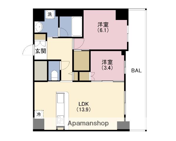 GRAND VILLASSE 福島(2LDK/7階)の間取り写真