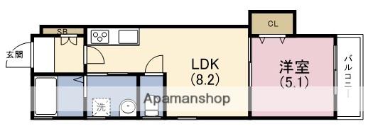 ラモーナ佃Ⅱ(1LDK/3階)の間取り写真