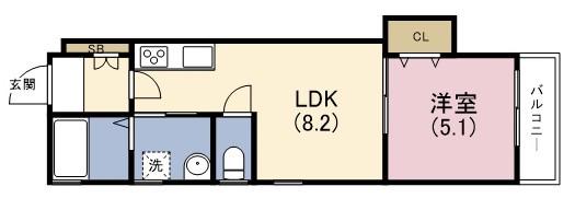ラモーナ佃Ⅱ(1LDK/1階)の間取り写真