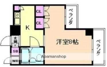 福島イーグルハイツ(1K/3階)の間取り写真