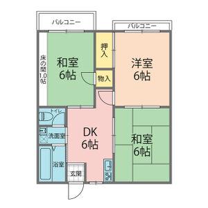 ラフィーネ刀根山(3DK/2階)の間取り写真