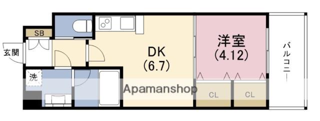 CHOEI65プレジオ中津(1DK/3階)の間取り写真