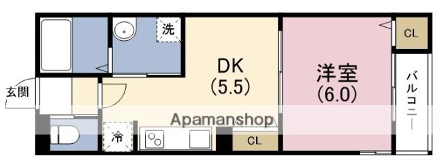 レトア福島(1DK/2階)の間取り写真