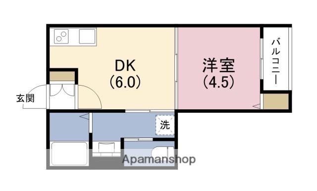 ユーコート四貫島(1DK/2階)の間取り写真