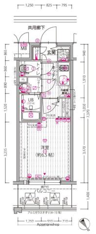 エスリード大阪プライムゲート(1K/7階)の間取り写真