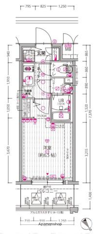 エスリード大阪プライムゲート(1K/11階)の間取り写真