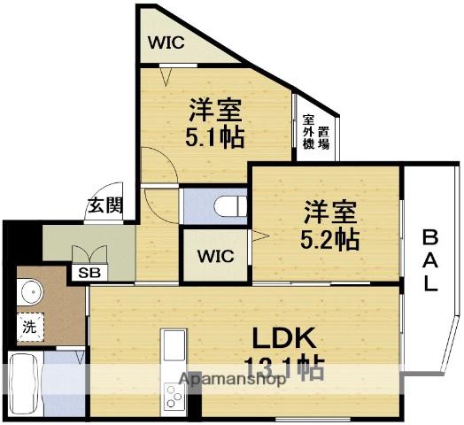 ランティス姫島(2LDK/3階)の間取り写真