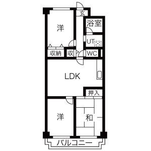 猪名川エクセルハイツ(3LDK/1階)の間取り写真