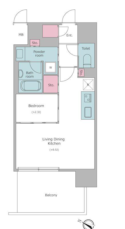 J.GRAN COURT京町堀(1LDK/13階)の間取り写真
