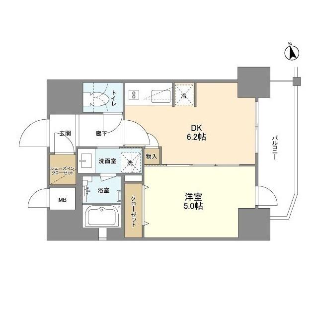 エステムコート北堀江Ⅱ(1DK/7階)の間取り写真