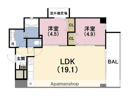 GLUCK MAISON F-SAGISU(2LDK/3階)の間取り写真