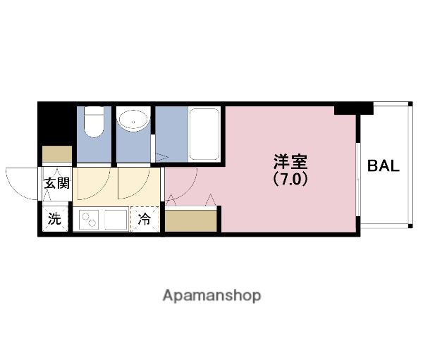 S-RESIDENCE福島玉川DEUX(1K/6階)の間取り写真