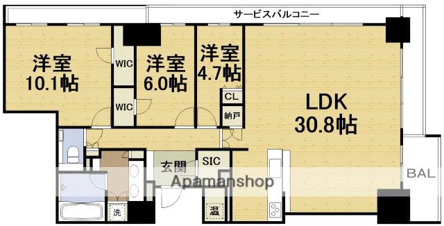 シエリアタワー大阪福島(3LDK/29階)の間取り写真