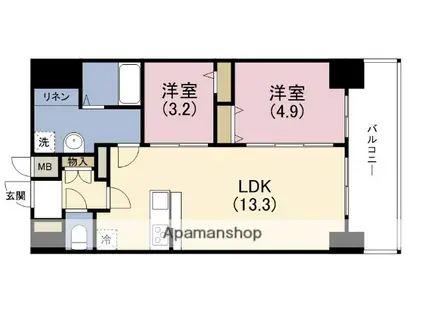 リヴェント福島野田(2LDK/10階)の間取り写真