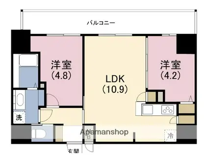 リヴェント福島野田(2LDK/10階)の間取り写真