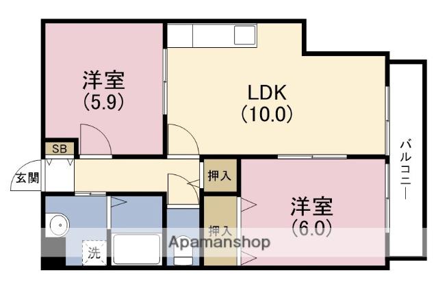 ヘーベルメゾン竹島(2LDK/1階)の間取り写真
