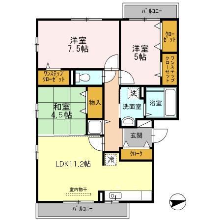 エスペランサ(3LDK/3階)の間取り写真
