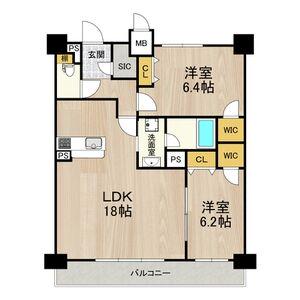 セノアタワー新大阪(2LDK/15階)の間取り写真