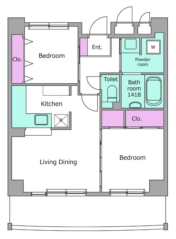 キャニスコート上新庄(2LDK/9階)の間取り写真