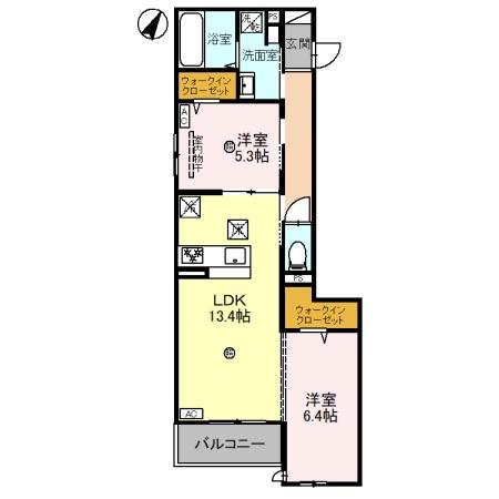 アグレアーブル立花(2LDK/1階)の間取り写真