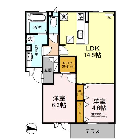 カーサフジ(2LDK/1階)の間取り写真