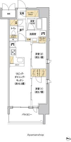 リビオメゾン新大阪(2LDK/2階)の間取り写真