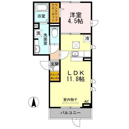 HALE WALEA Ⅲ(1LDK/1階)の間取り写真