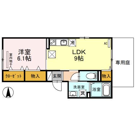 シャルム蒲生 A棟(1LDK/1階)の間取り写真