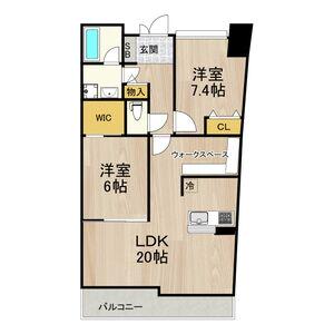 フロンティアタワー難波イースト(2LDK/7階)の間取り写真