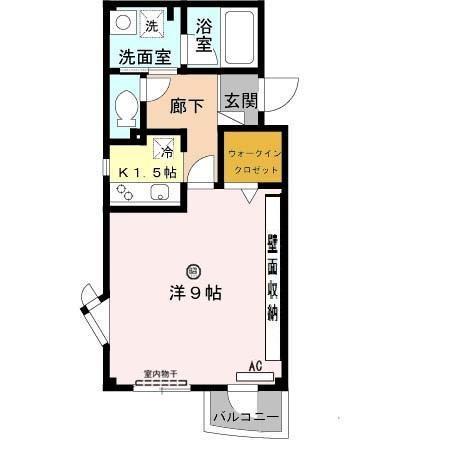 グランブルー(1K/1階)の間取り写真